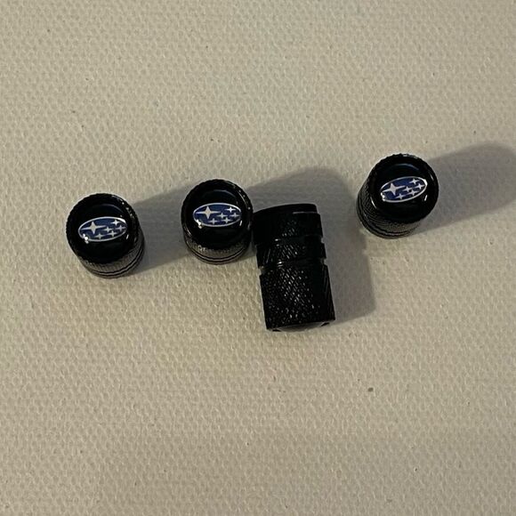 Subaru Valve Stem Caps in Black Set of 4 NWT - Picture 1 of 4
